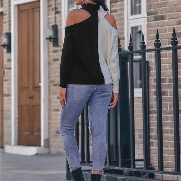 Super cute woman turtleneck open shoulder sweater - Picture 5 of 8